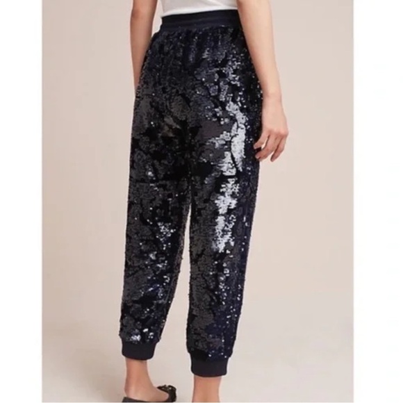 Anthropologie Saturday Sunday Black Sequin Joggers Size Medium - Picture 2 of 12